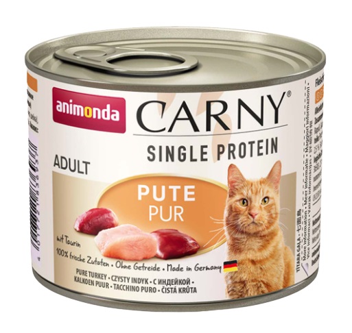 animonda Carny Single Protein Adult - Cibo Umido per Gatti con Proteina Singola Pura (Pute/Tacchino) - Confezione da 6 x 200 g