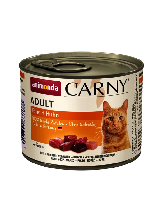 Animonda Carny Adult Cibo Umido per Gatti Manzo e Pollo 200 g - Alimento Fresco e Naturale per Gatti Adulti