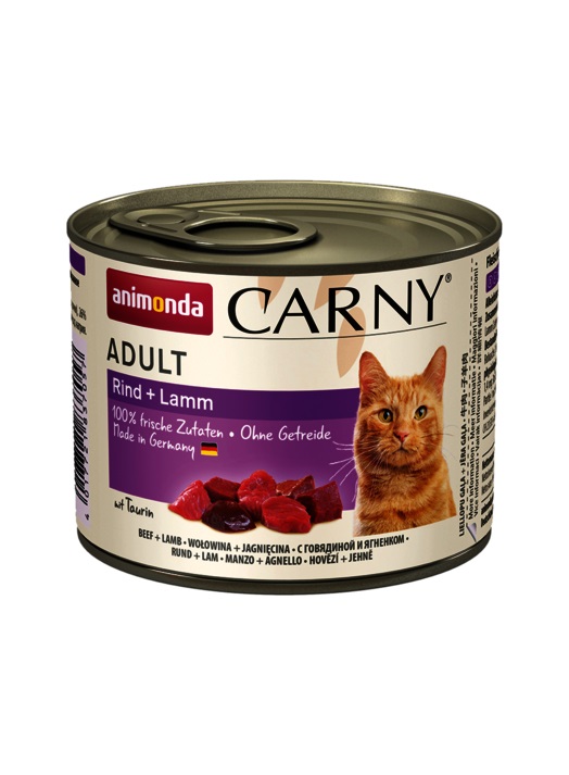 Animonda Gatto Carny Adult Manzo e Agnello - Alimento Umido Naturale per Gatti Adulti, 200g