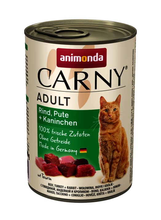 Animonda Gatto Carny Adulti - Cibo Umido con Manzo, Tacchino e Coniglio 400g