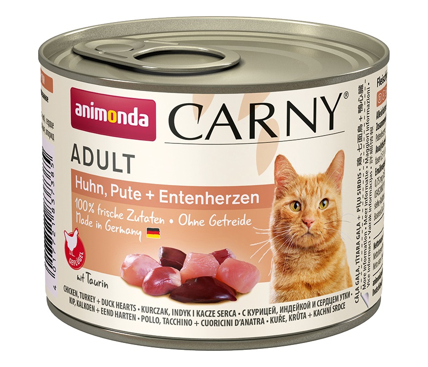 Animonda Carny Adult - Alimento umido per gatti, Pollo, Tacchino & Cuori d'Anatra, 200 g