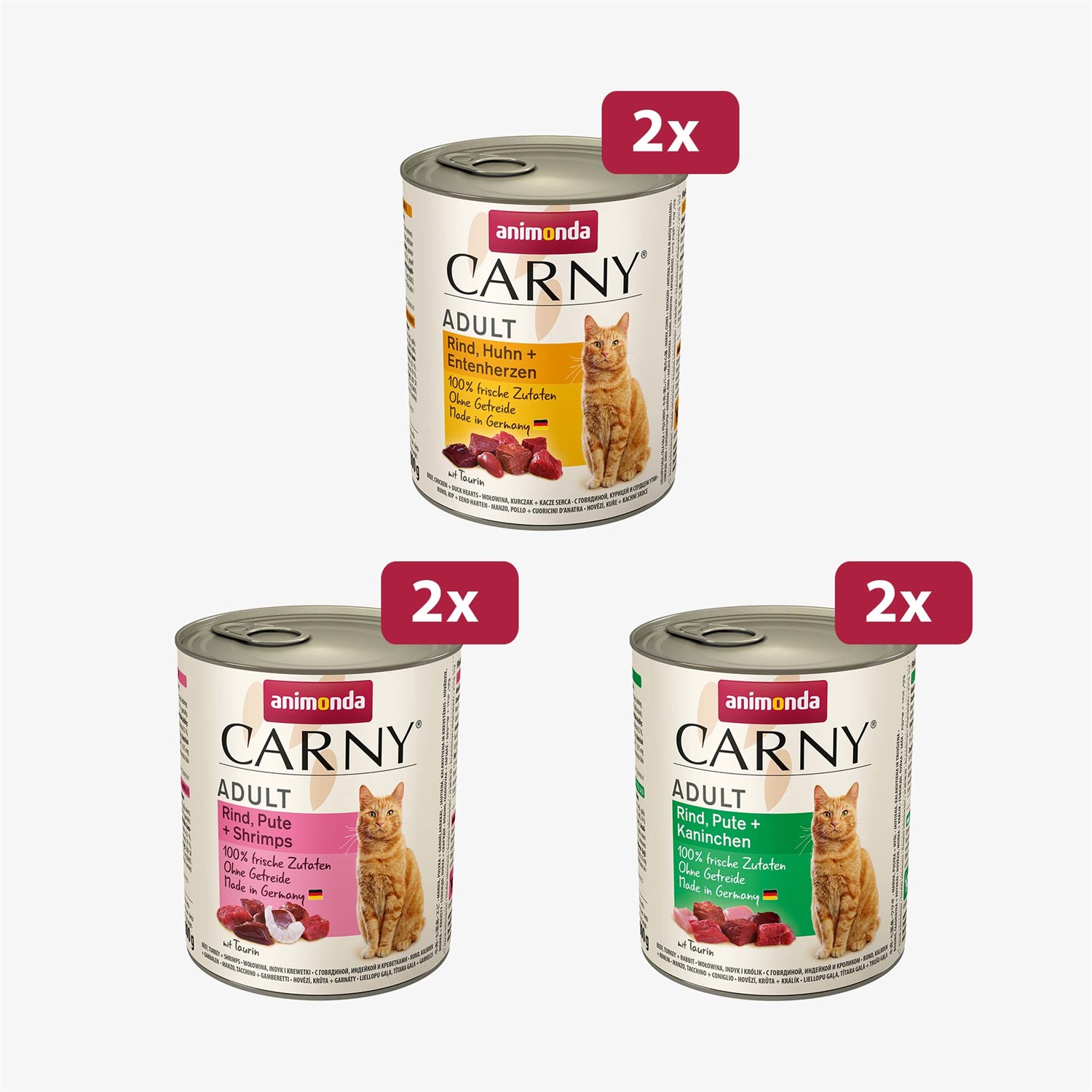 Animonda Carny Adult Cibo Umido per Gatti 800 g - Mix Manzo & Pollame, 3 Gusti