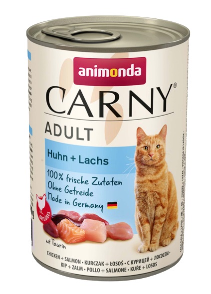 animonda Carny Adult Cibo Umido per Gatti 400 g - Pollo & Salmone, Senza Coloranti e Conservanti, Supporta il Sistema Immunitario