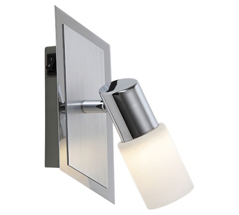 Trio Leuchten Clapton Faretto LED 1x4.5W, Cilindro in Alluminio, 14x8 cm, Cromo/Bianco Spazzolato, Testa Orientabile, Classe Energetica A