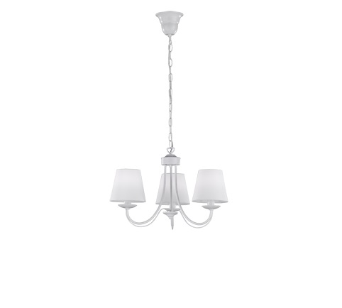 Trio Lighting Lampadario E14, 28 W, Bianco Opaco, 47 x 47 x 150 cm, Metallo e Tessuto