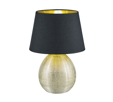 RL LIVE YOUR LIGHT Reality R50631079 Luxor - Lampada da tavolo in ceramica, E27, 60W, Oro e Nero, 24x24x35 cm