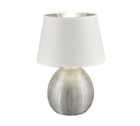 RL LIVE YOUR LIGHT Reality R50631089 Luxor - Lampada da tavolo in ceramica E27, Argento, 24 x 24 x 35 cm