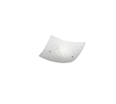 Trio Leuchten SIGNA Plafoniera Quadrata in Vetro Decorato D.30 E27 - 30x30cm, Moderna con Scritte