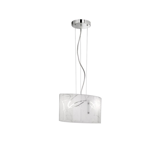 TRIO SPIRELLI Sospensione Rettangolare Doppio Vetro Decorato Cerchi L.40cm con 2 Lampadine LED E27