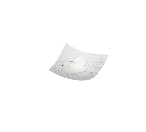 Trio Lighting SPIRELLI Plafoniera Quadrata in Vetro con Decoro Cerchi D. 30x30cm, Attacco E27