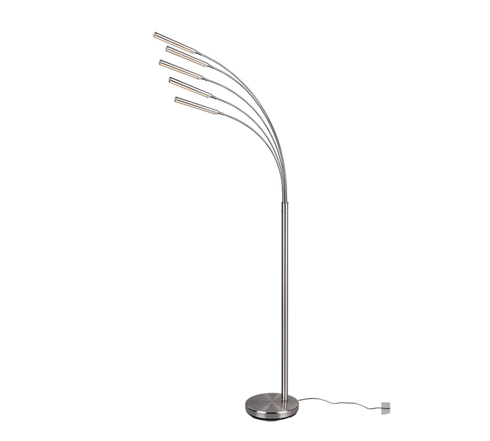 RL LIVE YOUR LIGHT Reality Leuchten Reed R41031507 - Lampada a stelo LED 5x3,5W in metallo nichel opaco, intensità luminosa regolabile, 195,5 cm