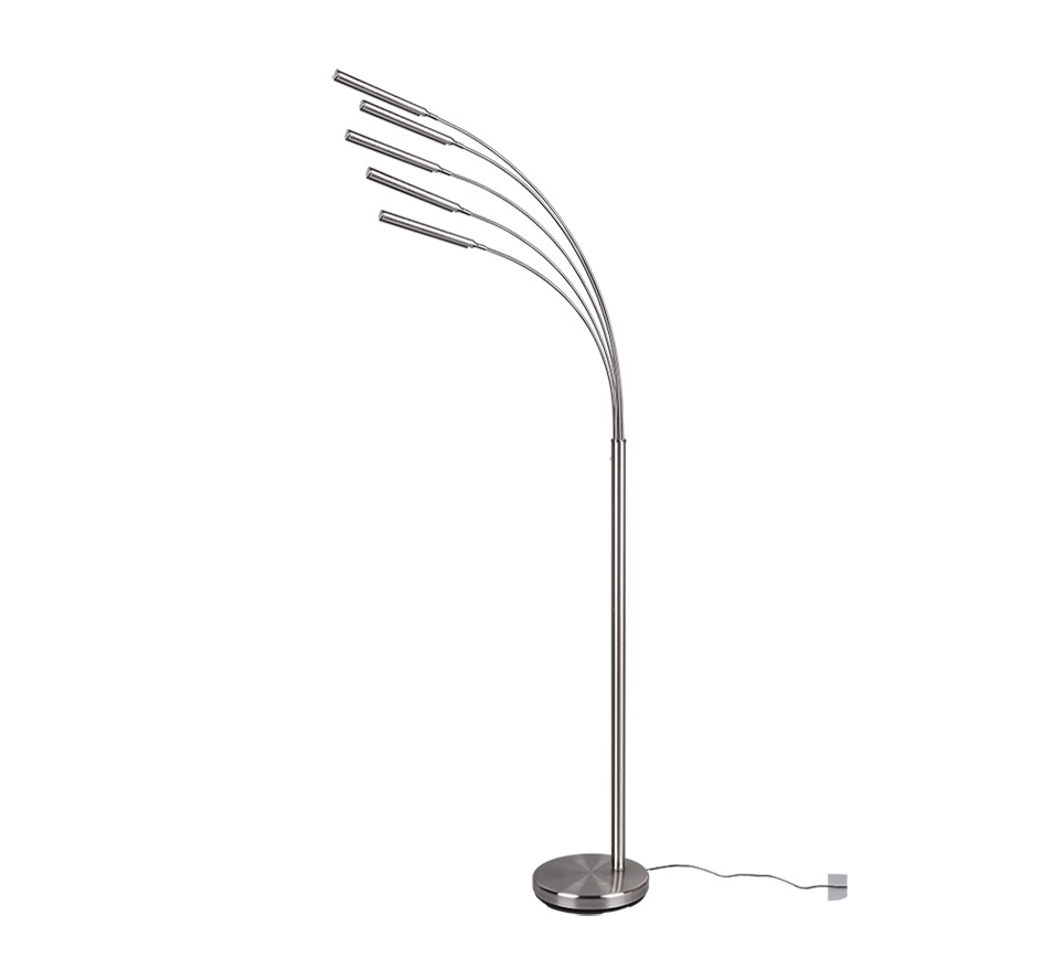 RL LIVE YOUR LIGHT Reality Leuchten Reed R41031507 - Lampada a stelo LED 5x3,5W in metallo nichel opaco, intensità luminosa regolabile, 195,5 cm
