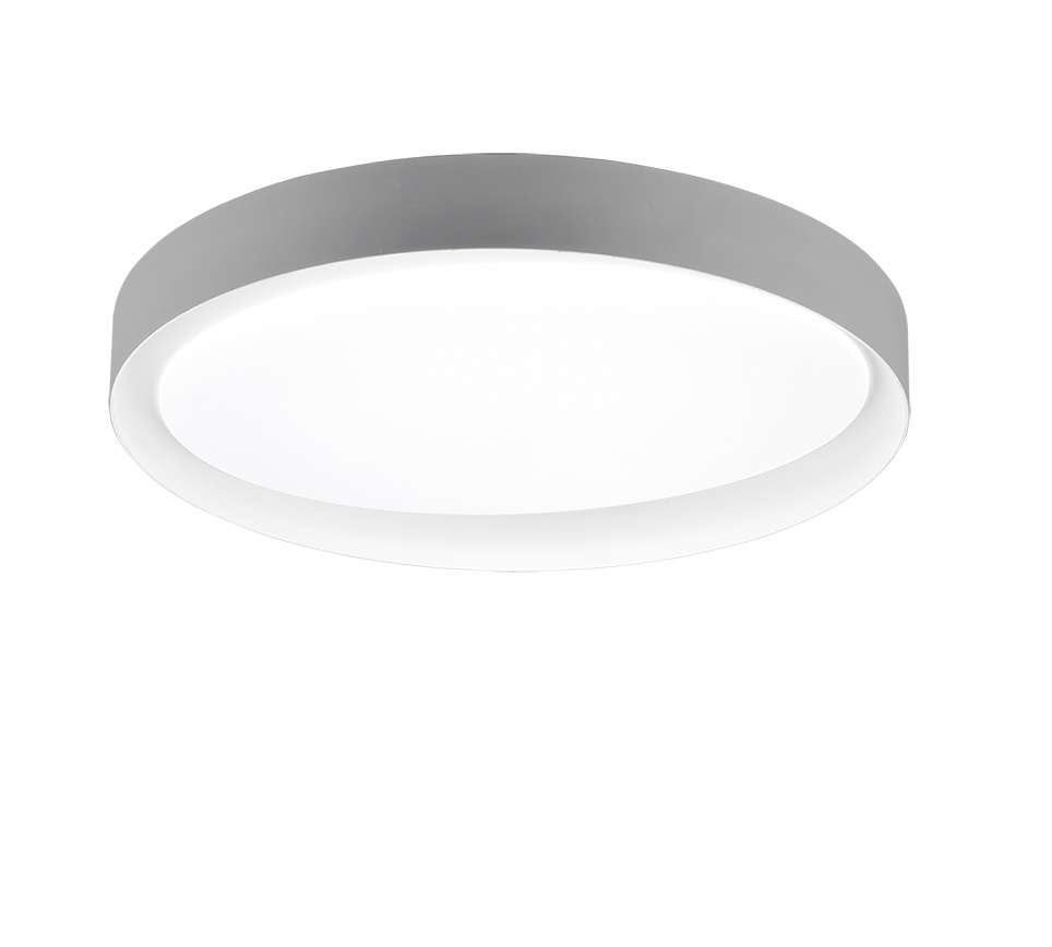 TRIO ZETA Lampada da Soffitto LED 24W con Telecomando, Diffusore Bianco e Bordo Grigio