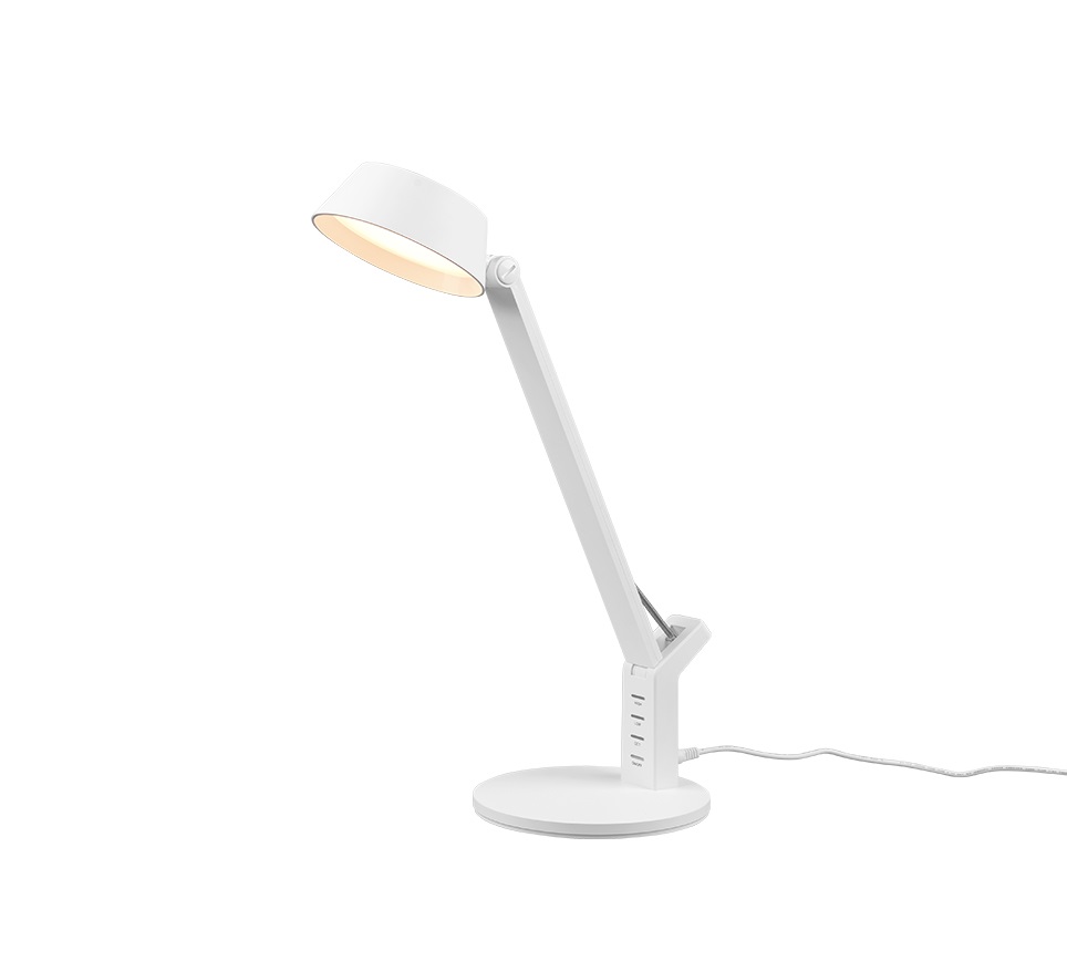 Trio Ava Lampada da Tavolo LED 5,2 W con Dimmer Touch, 600 Lumen, 4 Prese USB, Bianco Opaco