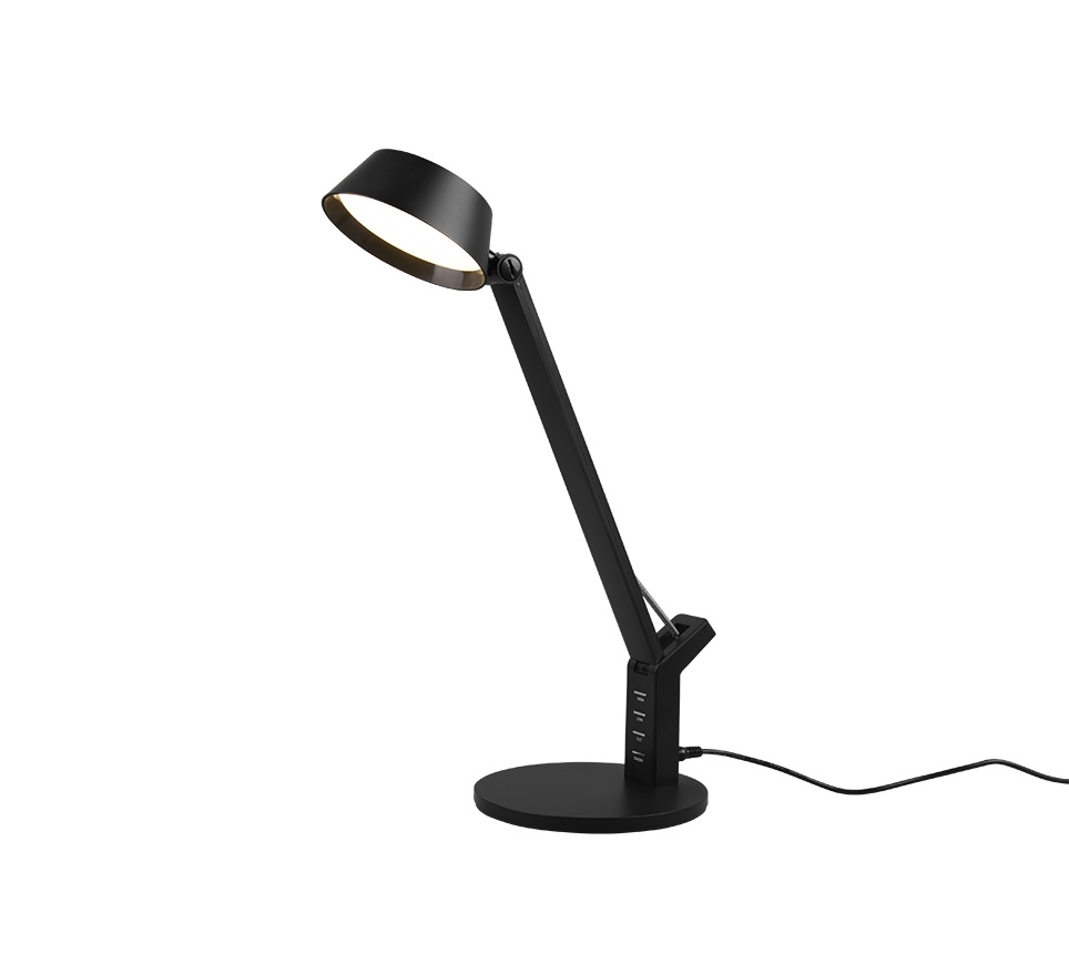TRIO Ava Lampada da Tavolo LED 5,2 W Nero con Touch Dimmer e 4 Prese USB, 600 Lumen