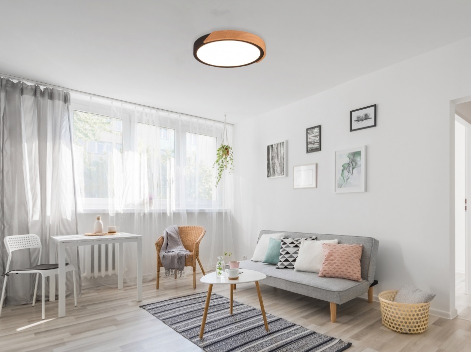 RL LIVE YOUR LIGHT Reality Jano Plafoniera LED 20W 2400Lm 3000K, Plastica Nera Opaca e Legno Naturale, Ø 31,5 cm, Dimmerabile
