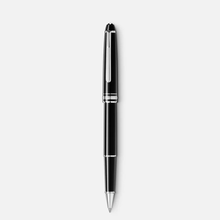 Montblanc Meisterstück Roller Platinum-Coated Classique - Penna a sfera in pregiata resina nera con clip in platino