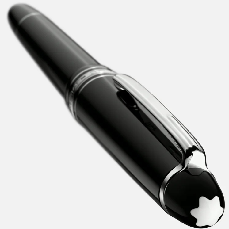 Montblanc Meisterstück Roller Platinum-Coated Classique - Penna a sfera in pregiata resina nera con clip in platino