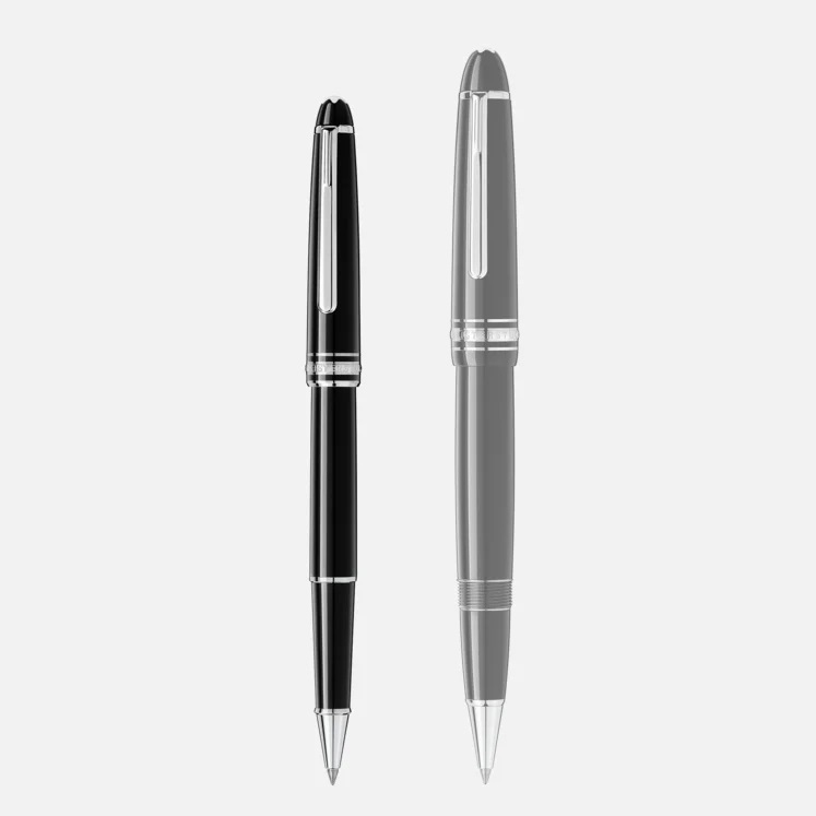 Montblanc Meisterstück Roller Platinum-Coated Classique - Penna a sfera in pregiata resina nera con clip in platino