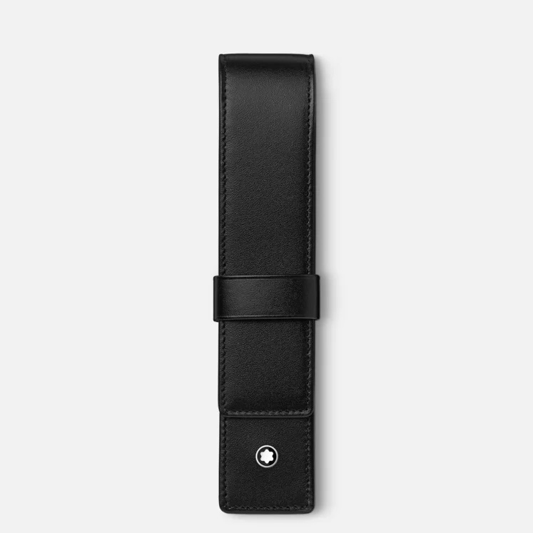 Montblanc Astuccio in Pelle di Vitello Pieno Fiore Nero per Penna Meisterstück - 3x16 cm