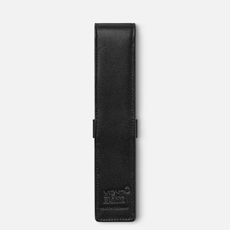Montblanc Astuccio in Pelle di Vitello Pieno Fiore Nero per Penna Meisterstück - 3x16 cm