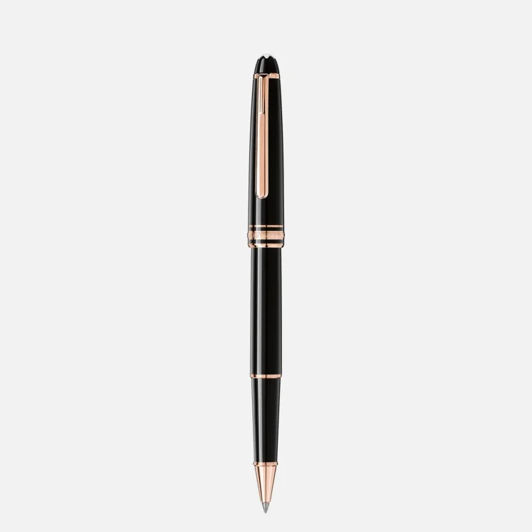 Montblanc MB132487 Penna Roller Meisterstück Rose Gold-Coated, Resina Nera, 136,9 mm