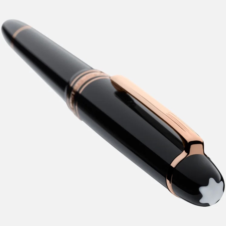 Montblanc MB132487 Penna Roller Meisterstück Rose Gold-Coated, Resina Nera, 136,9 mm