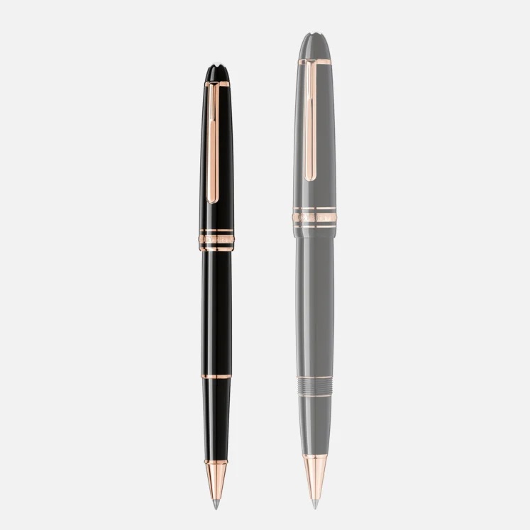 Montblanc MB132487 Penna Roller Meisterstück Rose Gold-Coated, Resina Nera, 136,9 mm