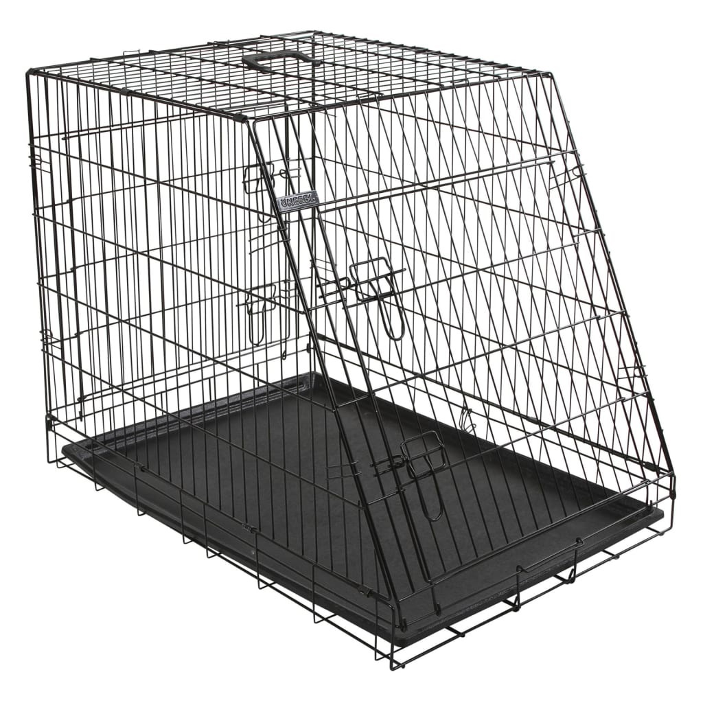 KERBL Trasportino Pieghevole Trapezoidale per Cani con 2 Porte - 92x63x74 cm Nero