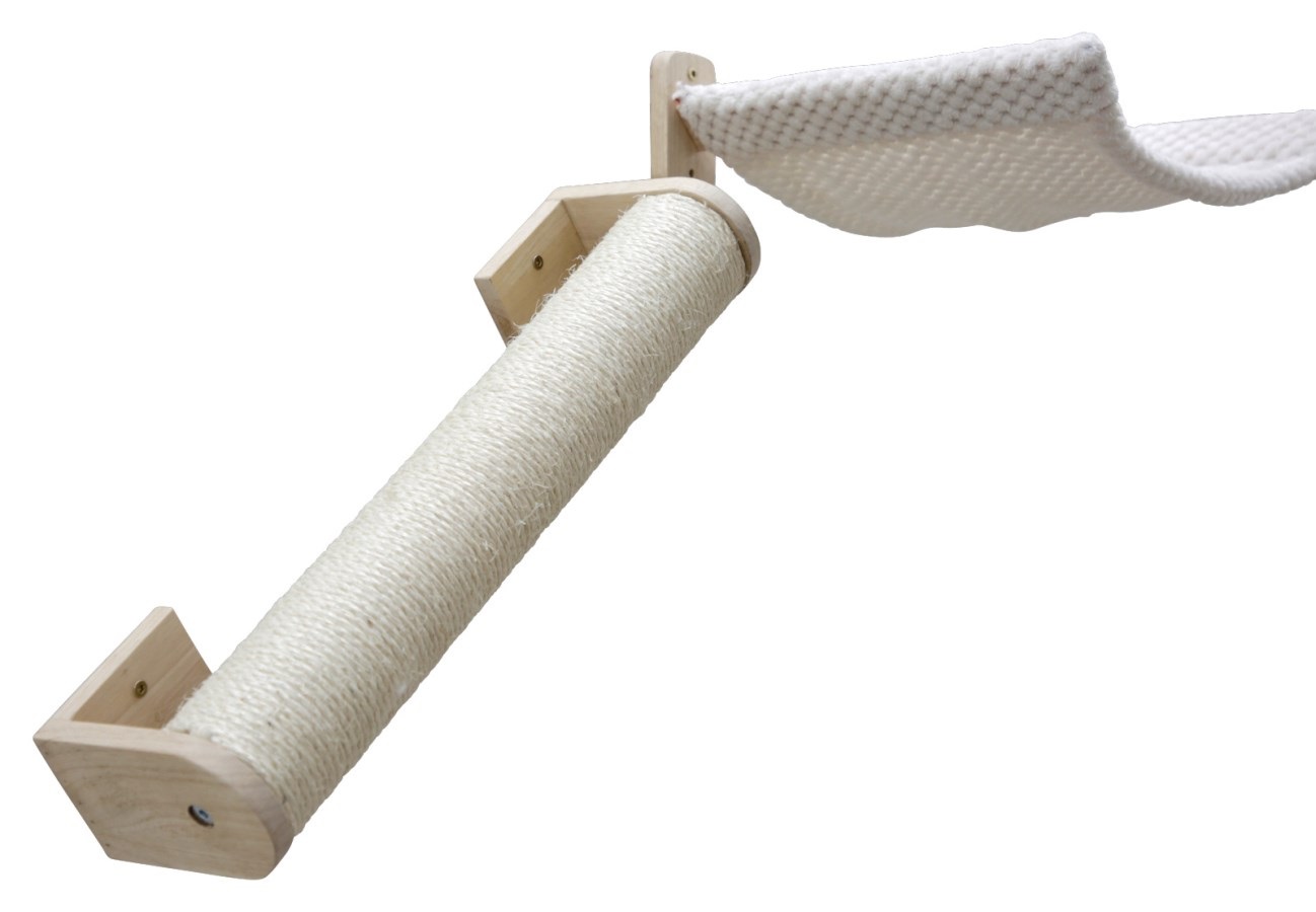 Kerbl Pet Pareti da Arrampicata per Gatti - Set da 4 Pezzi in Legno Massiccio con Gradini e Lettino