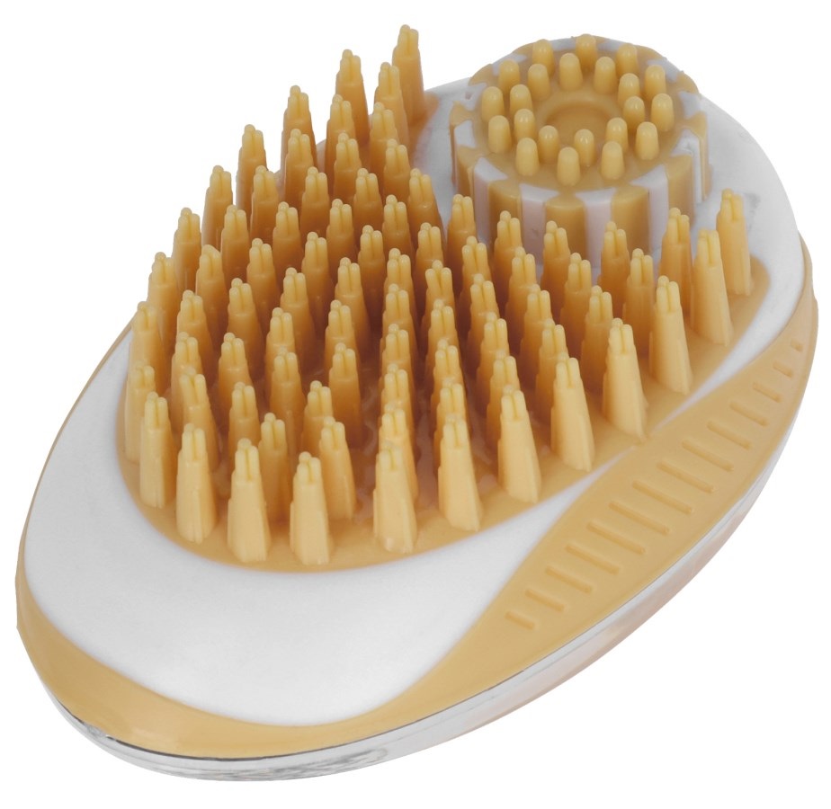 Kerbl MagicBrush Oro - Spazzola da bagno per cani con dispenser per shampoo, 11,5 x 7,5 x 6 cm