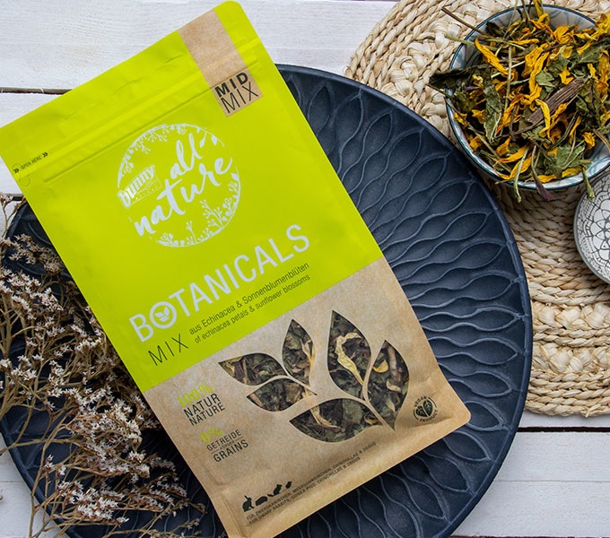 Bunny Nature Botanicals Mid Mix - Mangime Complementare con Echinacea e Fiori di Girasole per Conigli Nani, Porcellini d'India, Cincillà e Degus - 140 g