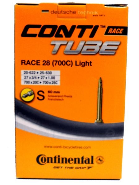 Continental Race 28 Light - Camera d'Aria Unisex-Adulto 700x20/25, Valvola Presta 60 mm, Peso 65 g, Vulcanizzata Singolarmente