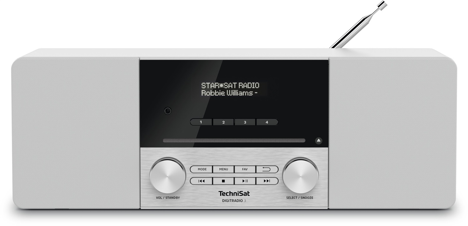 TechniSat DIGITRADIO 3 - Radio Personale DAB e FM con Bluetooth, Acciaio Inossidabile, Bianco