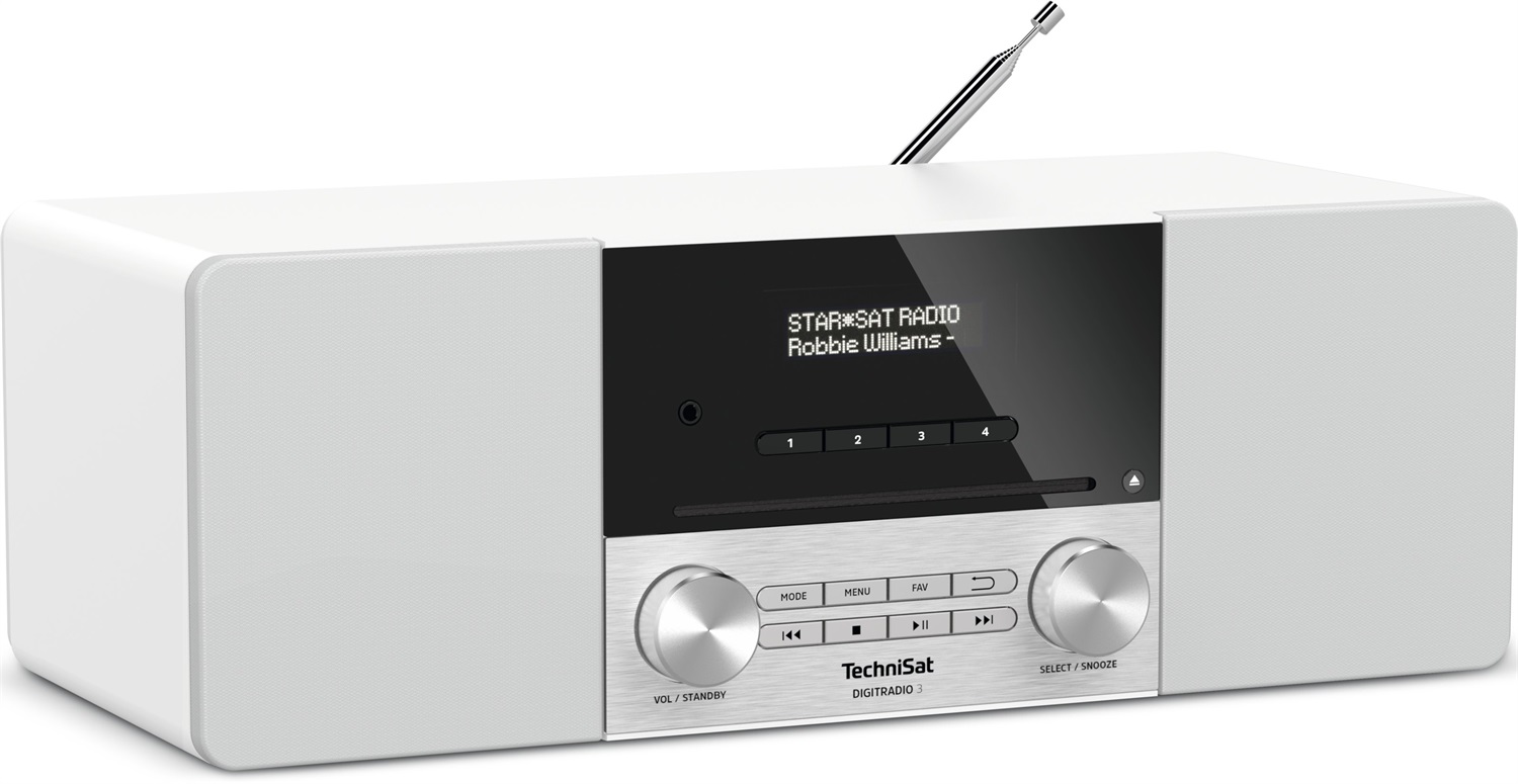 TechniSat DIGITRADIO 3 - Radio Personale DAB e FM con Bluetooth, Acciaio Inossidabile, Bianco