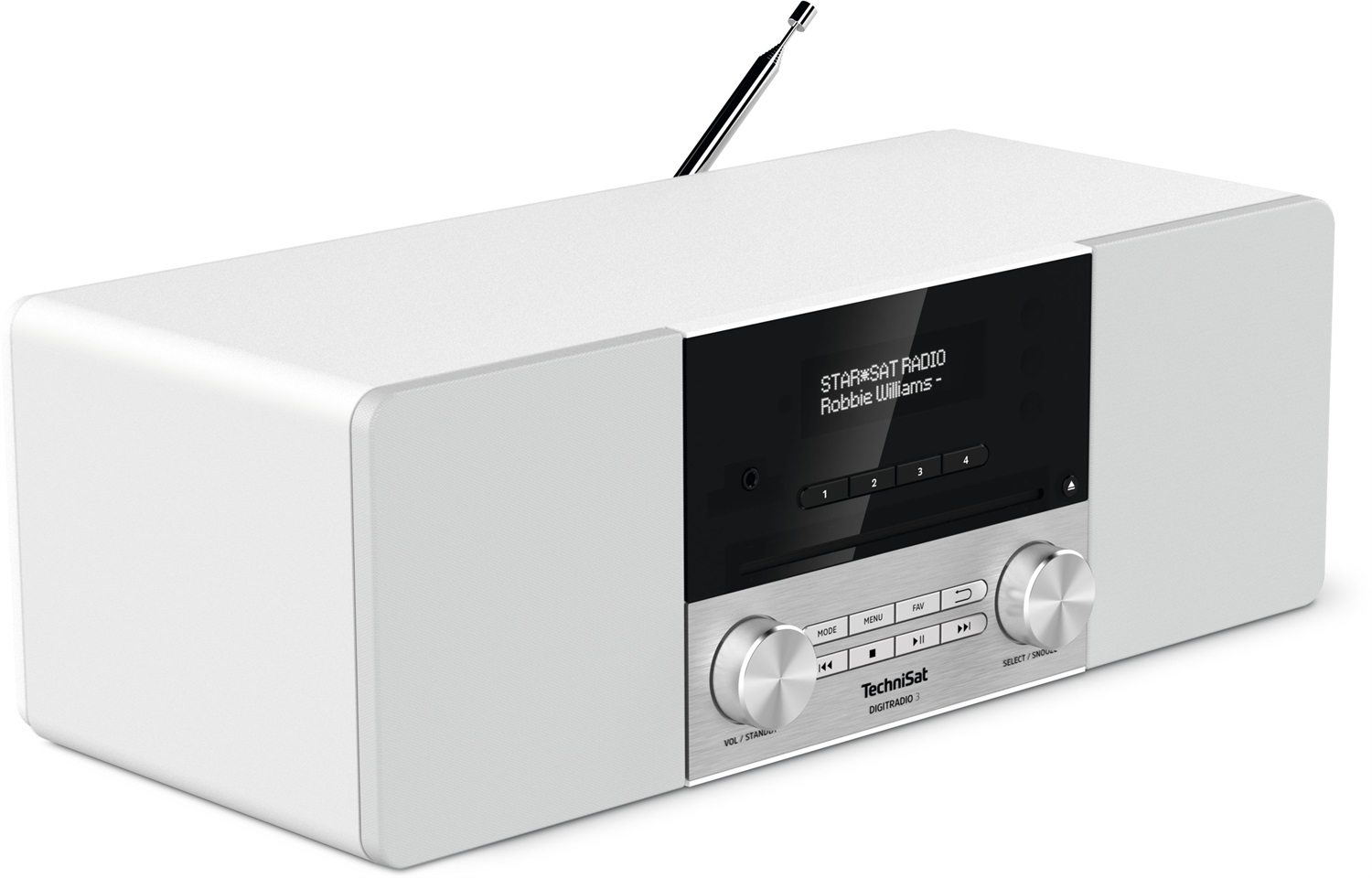TechniSat DIGITRADIO 3 - Radio Personale DAB e FM con Bluetooth, Acciaio Inossidabile, Bianco