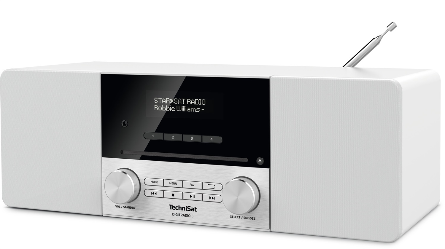 TechniSat DIGITRADIO 3 - Radio Personale DAB e FM con Bluetooth, Acciaio Inossidabile, Bianco