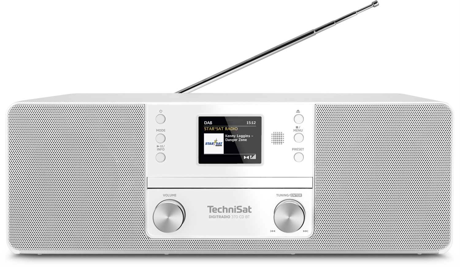 TechniSat DIGITRADIO 370 CD BT - Radio digitale stereo DAB /FM con lettore CD, Bluetooth, display a colori, USB, AUX, jack per cuffie, 10W, bianco