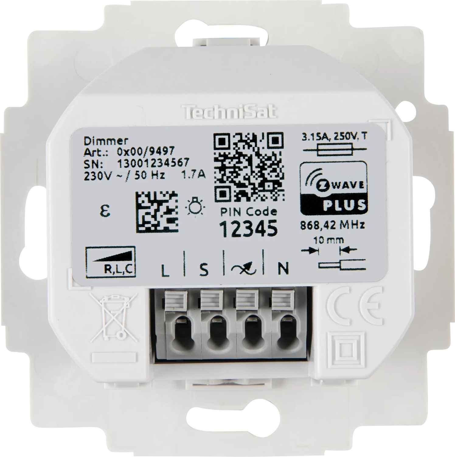 TechniSat 0300/9497 regolatore di intensità Assemblabile Dimmer Grigio chiaro