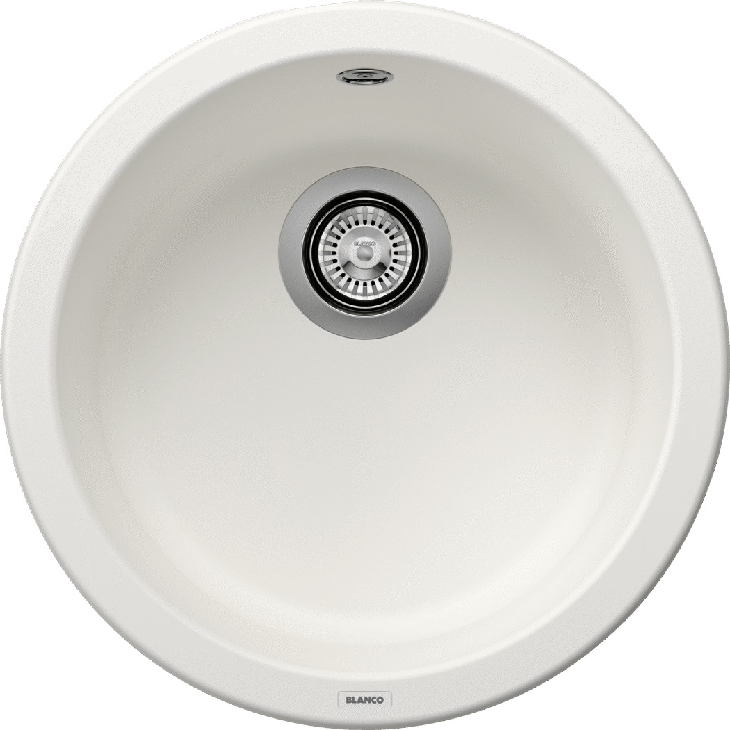 BLANCO Rondo Lavello da Cucina SILGRANIT PuraDur Bianco, Montaggio Alto/Basso, Resistente ai Graffi, Vasca Ampia