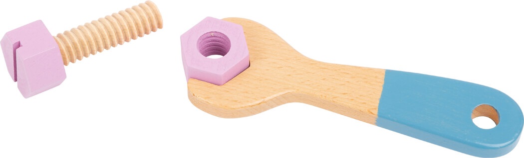 Small Foot 11505 Cassetta degli Attrezzi Nordic in Legno - Set di 32 Pezzi per Bambini, Inclusa Livella e Accessori