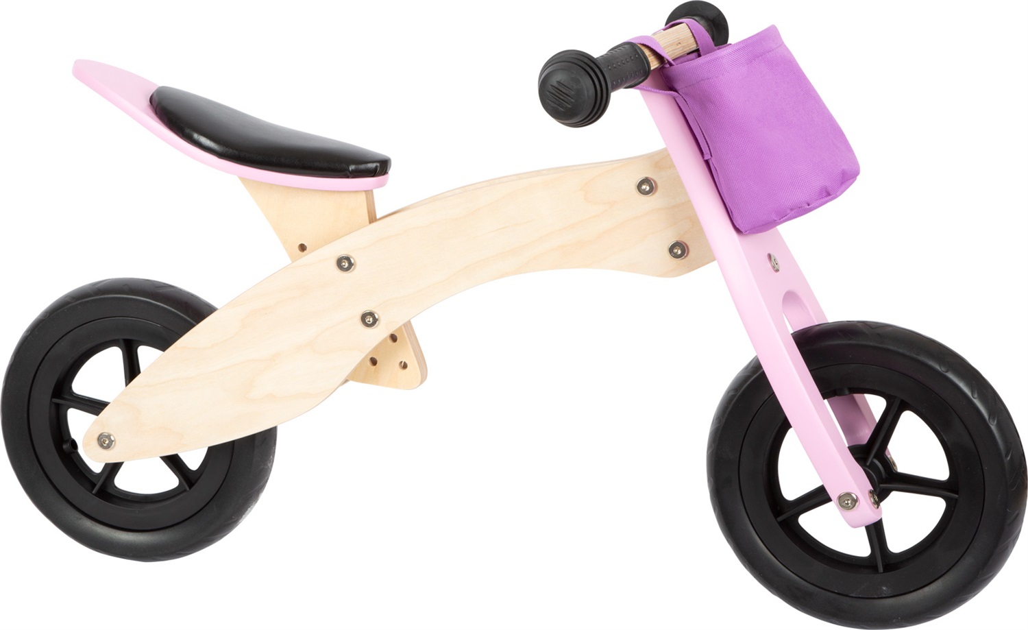 Small Foot Triciclo Laufrad Maxi 2 in 1 Rosa - Bicicletta e Triciclo in Legno con Sedile Regolabile