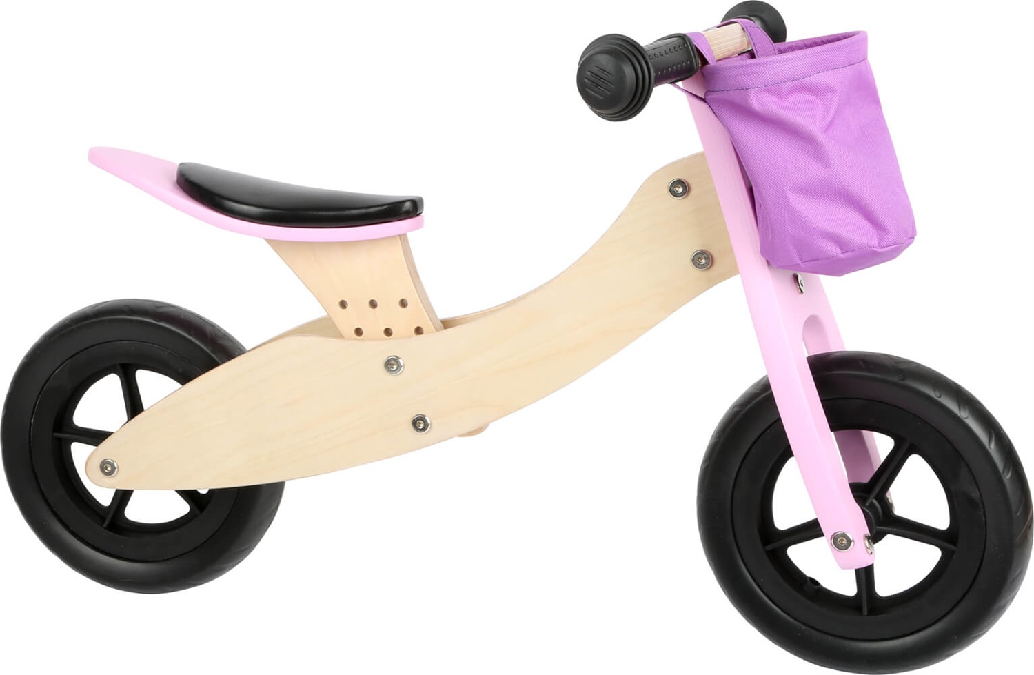 Small Foot Triciclo Laufrad Maxi 2 in 1 Rosa - Bicicletta e Triciclo in Legno con Sedile Regolabile