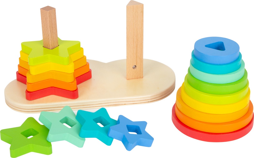 Small Foot Gioco dei Chiodini Arcobaleno - Gioco di Impilamento e Incastro per Bambini a Partire da 12 Mesi