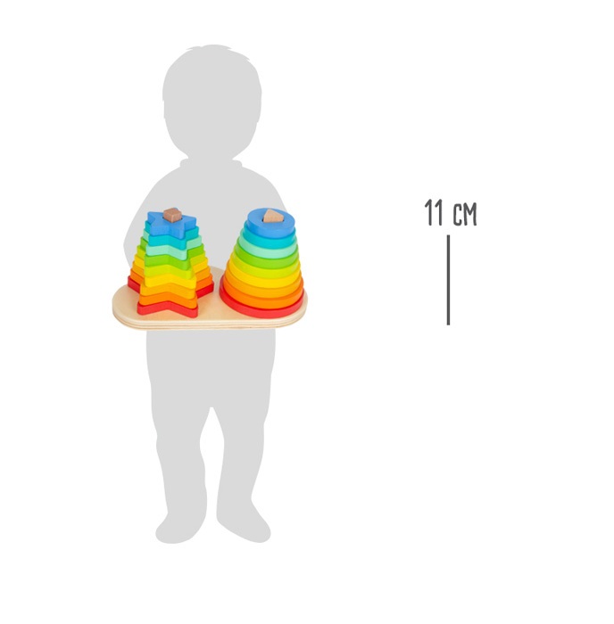 Small Foot Gioco dei Chiodini Arcobaleno - Gioco di Impilamento e Incastro per Bambini a Partire da 12 Mesi