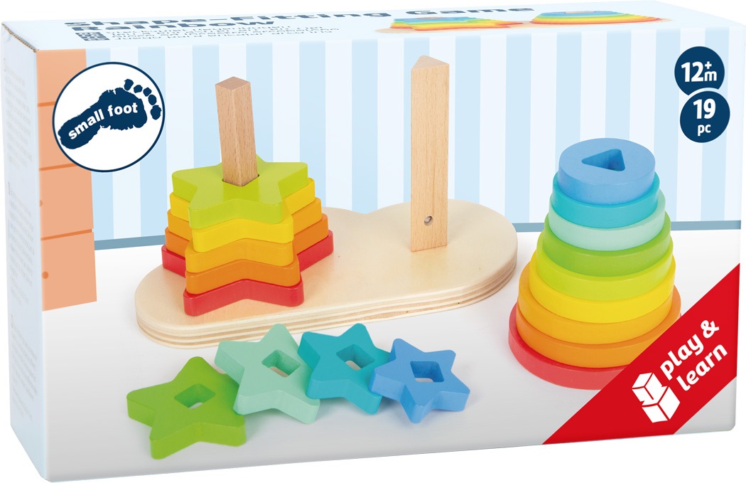 Small Foot Gioco dei Chiodini Arcobaleno - Gioco di Impilamento e Incastro per Bambini a Partire da 12 Mesi