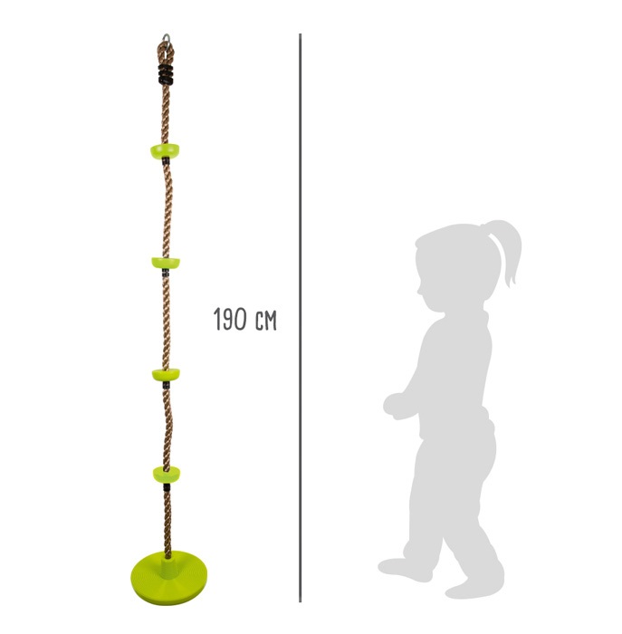 Small Foot 11878 - Altalena a Disco e Fune d'Arrampicata 2 in 1, Verde, per Bambini dai 3 Anni, Lunghezza 190 cm, Diametro 30 cm