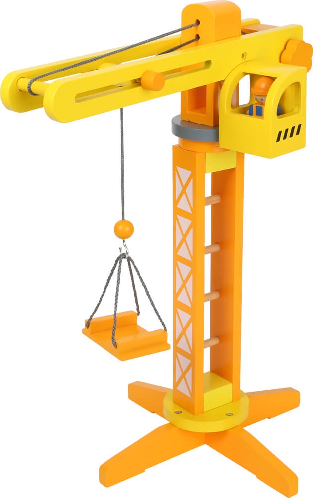 Small Foot Gru da Cantiere in Legno con Accessori - Set da Gioco per Bambini dai 3 Anni