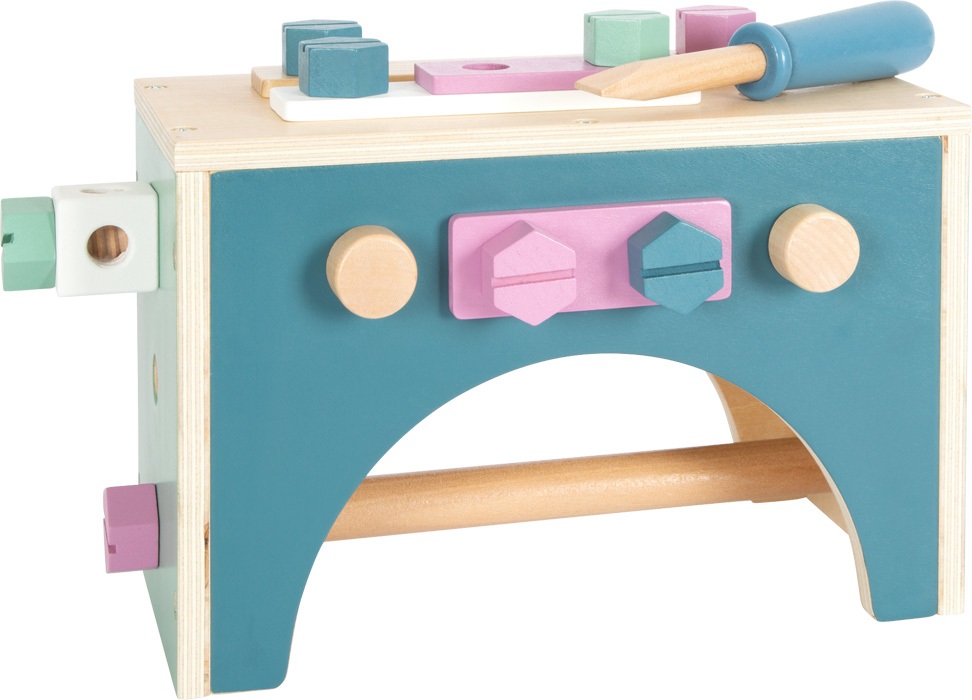 Small Foot Cassetta 2 in 1 Nordic con Attrezzi per Bambini in Legno - Gioco di Ruolo, Banco da Lavoro, Multicolore, dai 3 Anni, Modello 12213