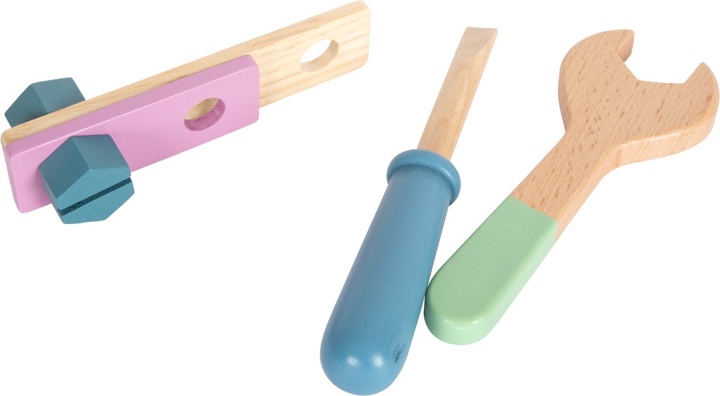 Small Foot Cassetta 2 in 1 Nordic con Attrezzi per Bambini in Legno - Gioco di Ruolo, Banco da Lavoro, Multicolore, dai 3 Anni, Modello 12213